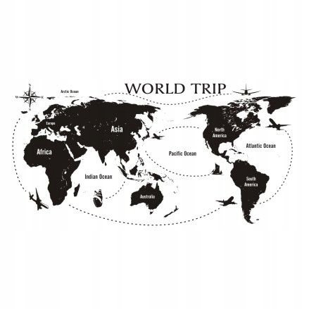 Naklejka na ścianę Mapa śwata 3, 120x60cm wybór koloru - World trip Naklejkolandia