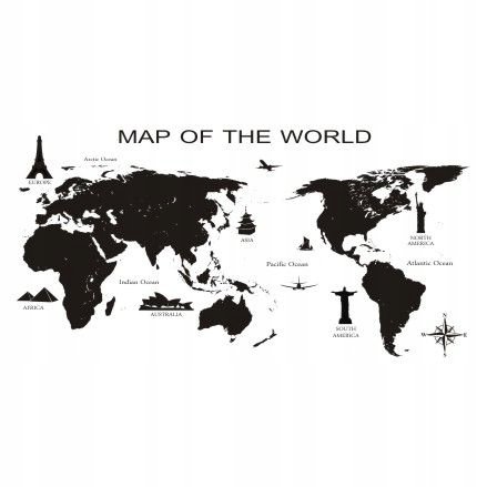 Naklejka na ścianę Mapa śwata 7 - Map od the world, 120x60 cm Naklejkolandia