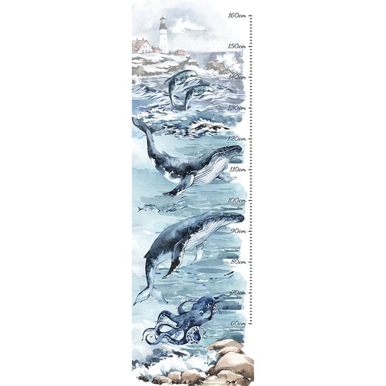 Naklejka na ścianę miarka wzrostu - ocean i zwierzęta morskie MagicalRoom