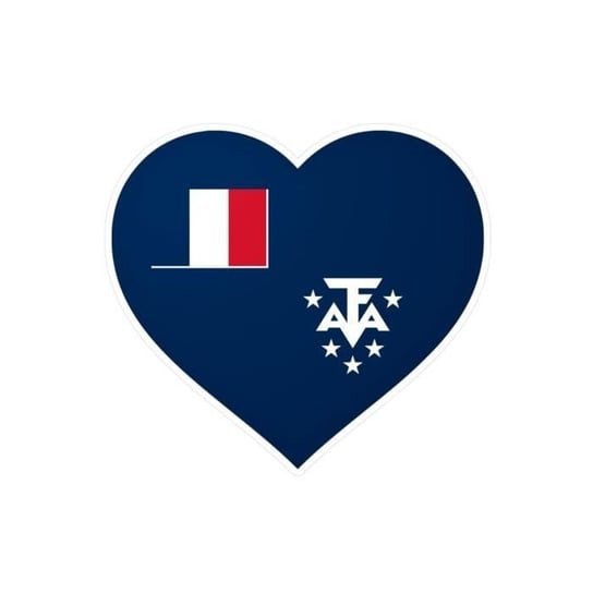 Naklejka na serce Flaga Antarktydy Francuskiej 3,0x4,5cm w 1000 sztuk Inny producent (majster PL)
