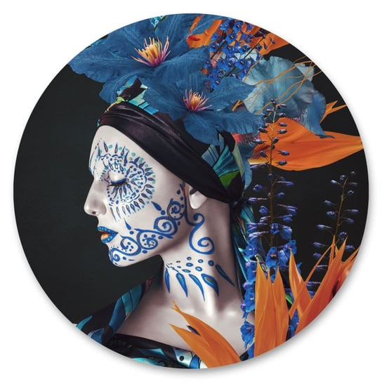 Naklejka Okrągła Abstrakcyjny Portret 3D Tropikalne Kwiaty Rośliny 100Cm X 100Cm Muralo