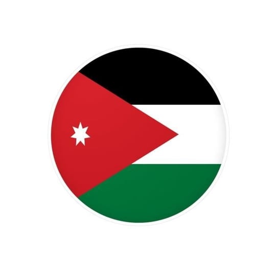 Naklejka okrągła Flaga Jordanii Flaga Jordanii 6 cm po 1000 sztuk Inny producent (majster PL)