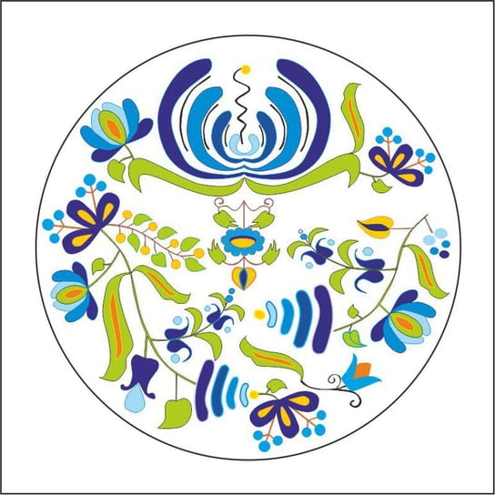 Naklejka okrągła haft kaszubski, szkoła słupska Artfolk