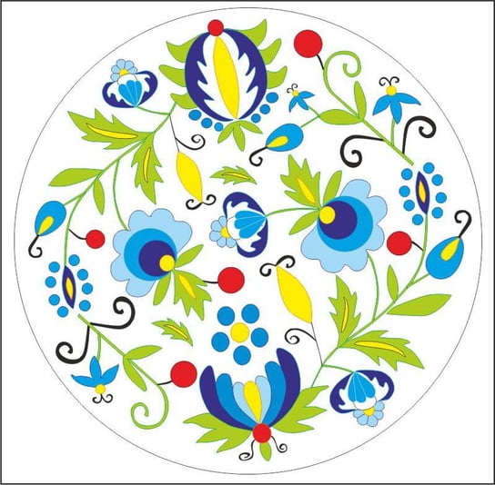 Naklejka okrągła haft kaszubski, szkoła żukowska Artfolk