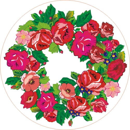Naklejka okrągła Podhale haft kwiaty Artfolk