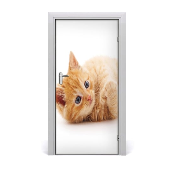 Naklejka samoprzylepna na drzwi Mały rudy kot, Tulup Tulup