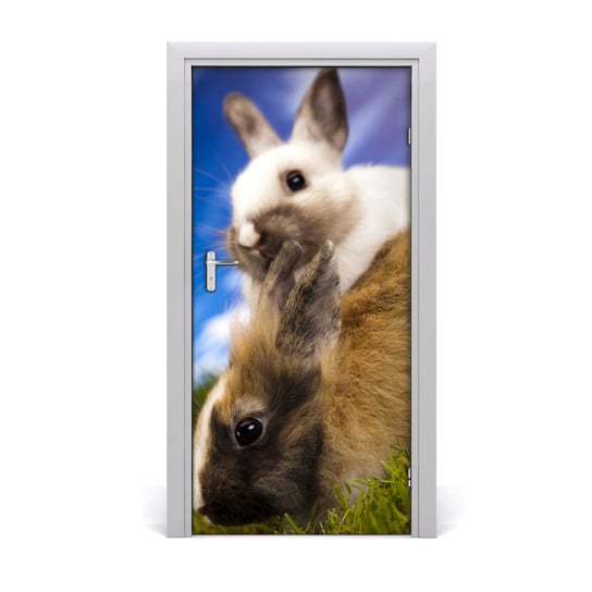 Naklejka samoprzylepna na drzwi ścianę Dwa króliki, Tulup Tulup
