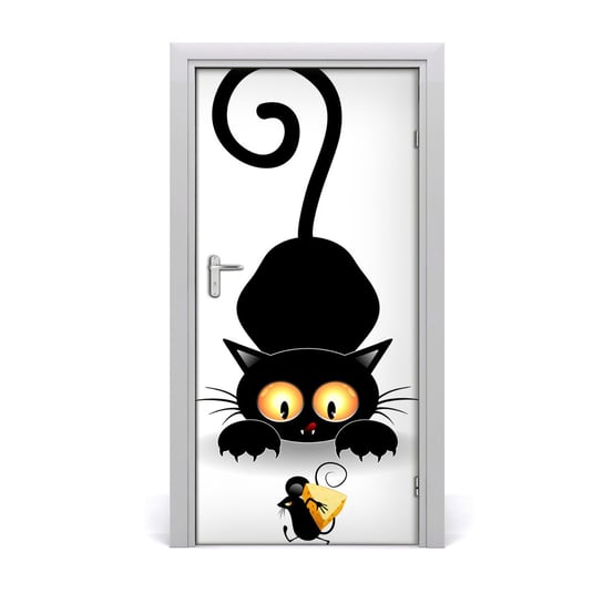 Naklejka samoprzylepna na drzwi ścianę Kot i mysz, Tulup Tulup