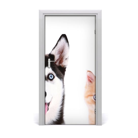 Naklejka samoprzylepna na drzwi ścianę Pies i kot, Tulup Tulup