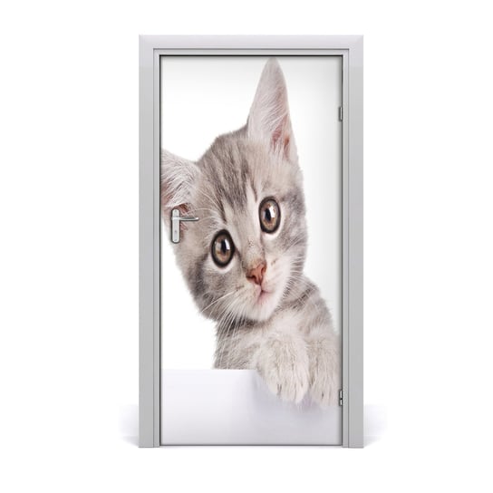 Naklejka samoprzylepna na drzwi ścianę Szary kot, Tulup Tulup