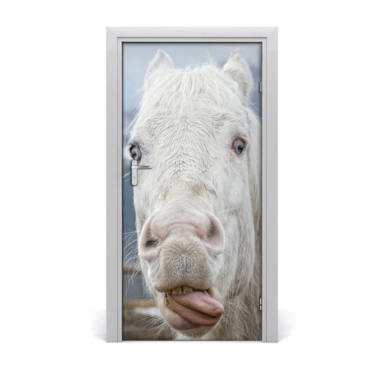 Naklejka samoprzylepna na drzwi Szalony biały koń, Tulup Tulup