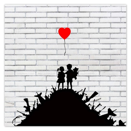 Naklejka ścienna 100x100 Banksy Sterta broni Balon ZeSmakiem