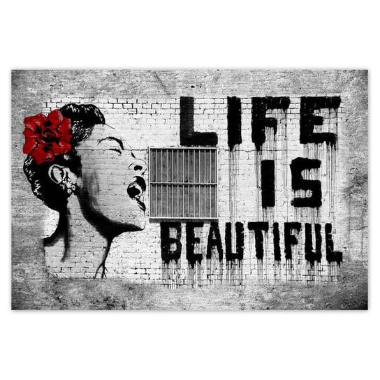 Naklejka ścienna 185x125 Banksy Life is beautiful ZeSmakiem