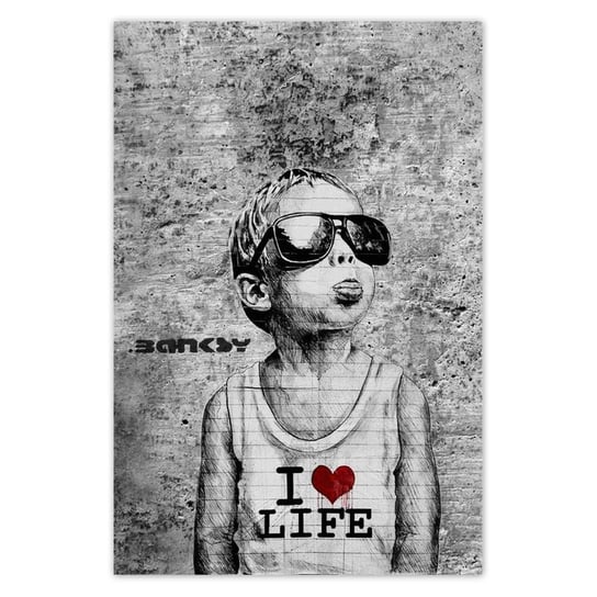 Naklejka ścienna 62x93 I love life Banksy ZeSmakiem