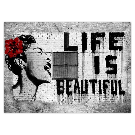 Naklejka ścienna 70x50 Banksy Life is beautiful ZeSmakiem