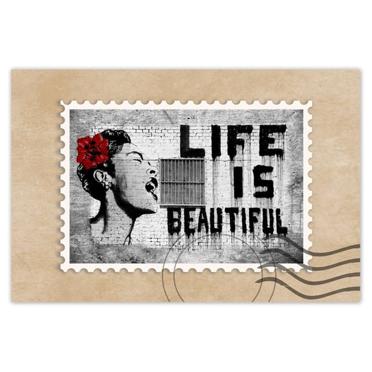 Naklejka ścienna 90x60 Banksy Life is beautiful ZeSmakiem