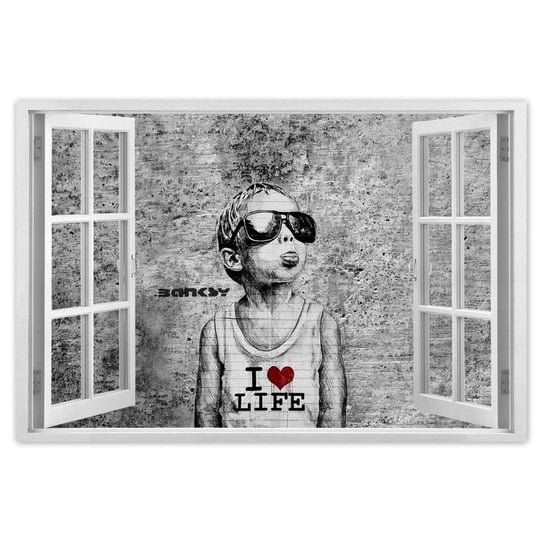 Naklejka ścienna 90x60 I love life Banksy ZeSmakiem