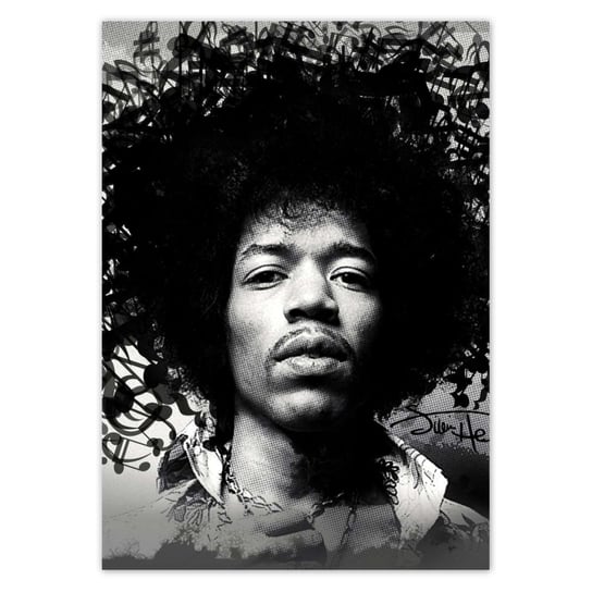 Naklejka ścienna A4 PION Jimmy Hendrix z nutami ZeSmakiem