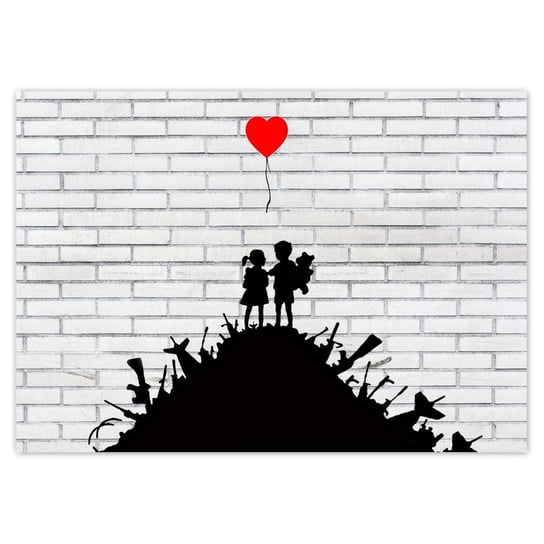 Naklejka ścienna A4 POZIOM Banksy Sterta broni Balon ZeSmakiem