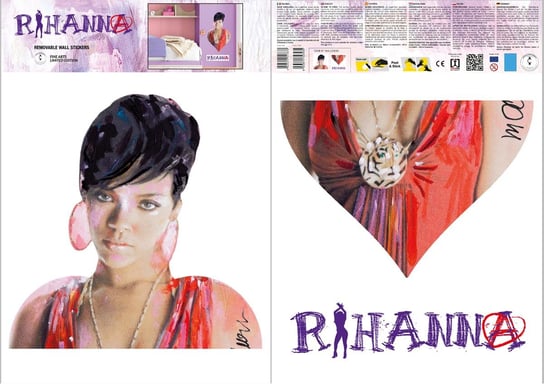 Naklejka ścienna zdejmowalna IMAGICOM Rihanna, fioletowo-czerwona Imagicom