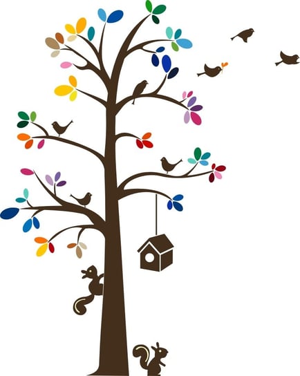 Naklejka skandynawska dla dzieci wybór z 37 kolorów Bajkowe drzewo 1, 200x160 cm Naklejkolandia