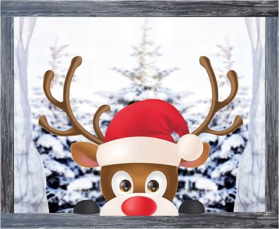Naklejka świąteczna RENIFER na okna ŚWIĘTA 65x50cm /NaklejkiOzdobne.pl NaklejkiOzdobne