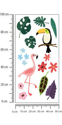 Naklejka Tropikalne Ptaki Z Roślinami Folia Biała 100x200 Doboxa