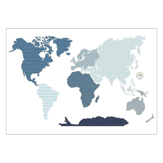 Naklejka World Map Blue, 155x88cm Yellow Tipi