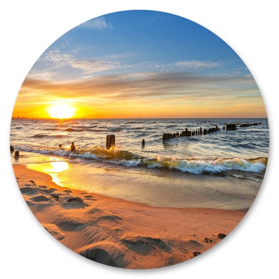 Naklejka Zachód Słońca Krajobraz 3D Koło Plaża Morze Natura 100Cm X 100Cm Muralo