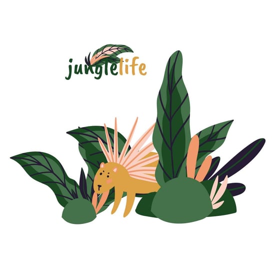 Naklejka złóżkownik Jungle Life porcupine, 100 x 75 cm Yellow Tipi