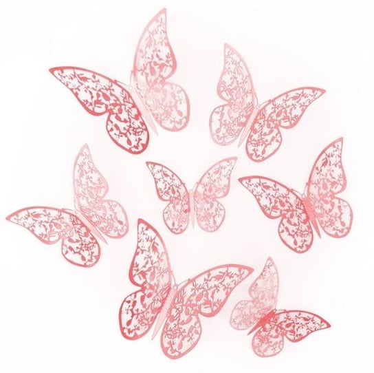 Naklejki 3D Motyle koronkowe różowe złoto 12szt. PartyPal