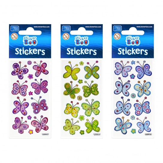 Naklejki 7X18 Cm  Silver Kolorowe Motyle Sticker Boo 240789 STICKERBOO-NAKLEJKI