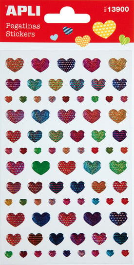 naklejki apli hearts, z brokatem, mix kolorów Apli