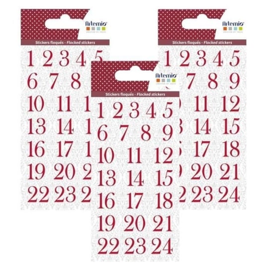 Naklejki - ARTEMIO - Czerwone flokowane cyfry do Kalendarza Adwentowego - 72 naklejki - 2 lata gwarancji Youdoit