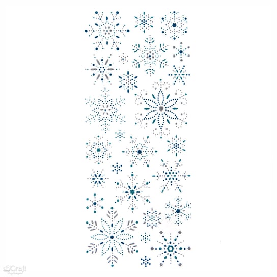 Naklejki Brokatowe Ornamentowe Śnieżynki Silver & Blue 26 Szt dpCraft