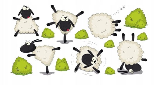 Naklejki dla dzieci Zakręcone owieczki, owce 101, 100x50 cm Naklejkolandia