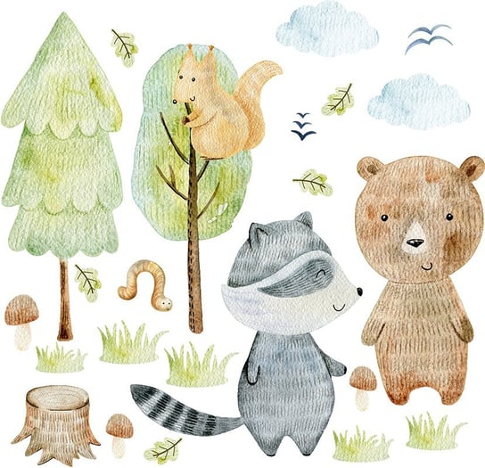 Naklejki dla dzieci - zielony las i zwierzątka leśne MagicalRoom
