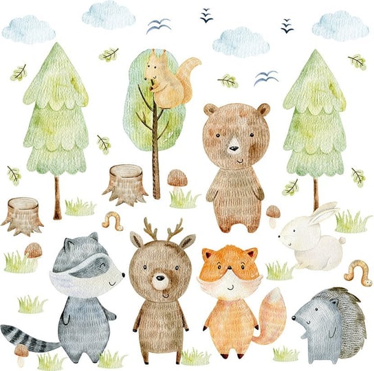 Naklejki dla dzieci - zielony las i zwierzęta leśne - duży zestaw MagicalRoom