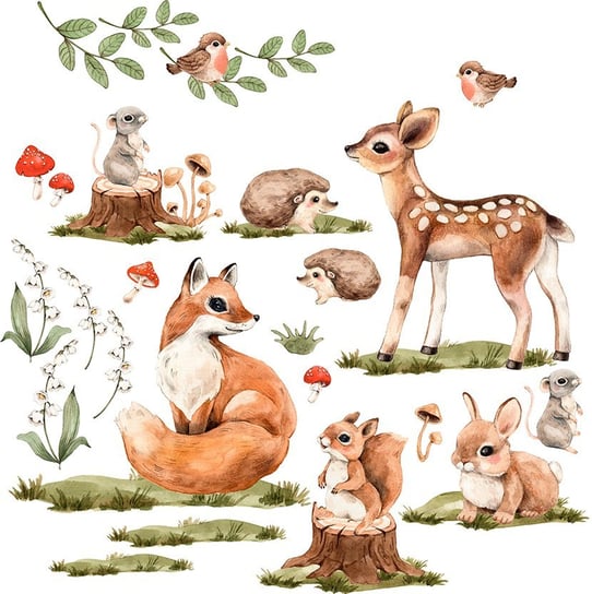 Naklejki dla dziewczynki - las i zwierzęta leśne - duży zestaw MagicalRoom