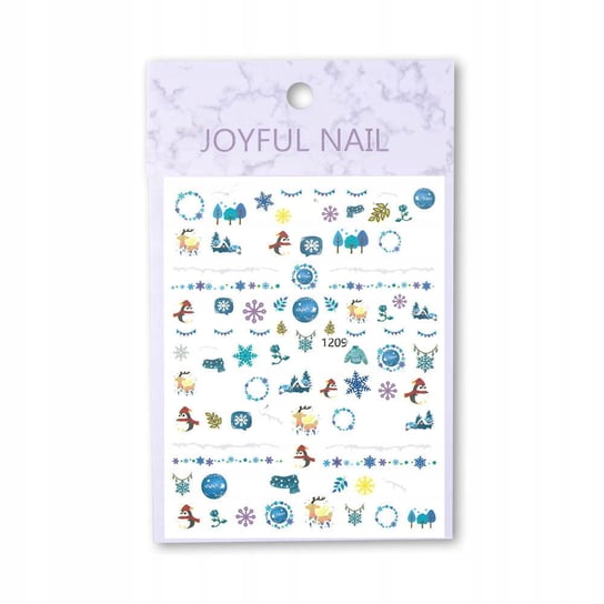 Naklejki do paznokci cienkie samoprzylepne świąteczne Joyful Nail Nr 1209 AllePaznokcie