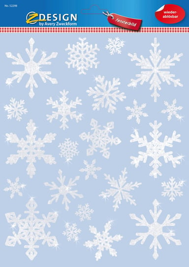Naklejki foliowe Z-Design na okno - płatki śniegu 1/23/23 - mieniąca się folia AVERY Zweckform