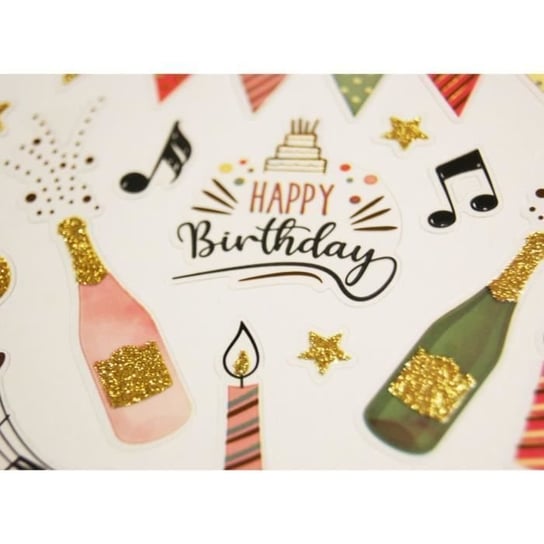 Naklejki - Happy Birthday - impreza - Brokat i złoto Inna marka