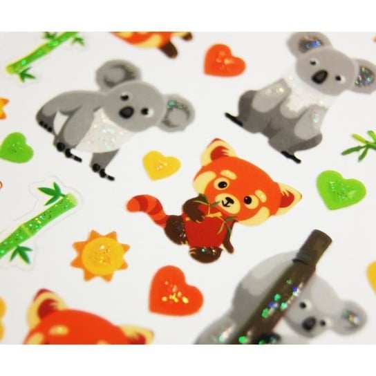 Naklejki - Koale i Czerwone Pandy - Brokat - 1,8 cm Global Gift