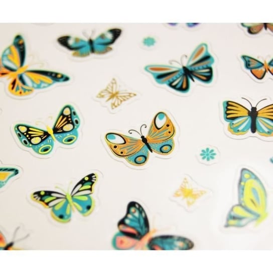 Naklejki - Motyle - Błękitno-złote - 1,8 cm Global Gift