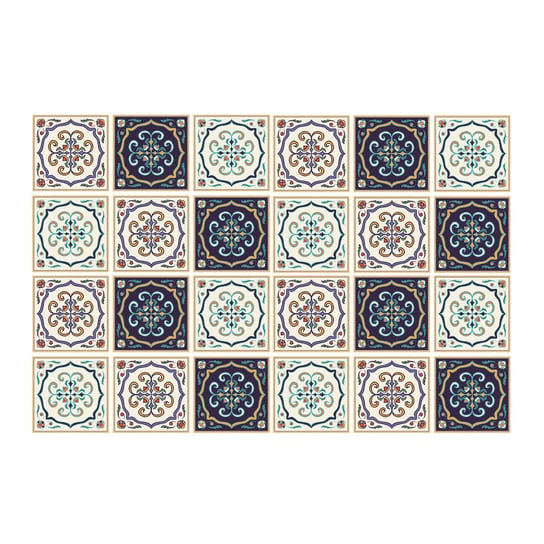 Naklejki na płytki 24szt wzory arabeski 20x20 cm, Coloray Coloray