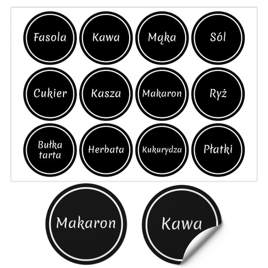 Naklejki Na Produkty Sypkie Etykiety Kuchenne Samoprzylepne Czarne 12Szt Inna marka