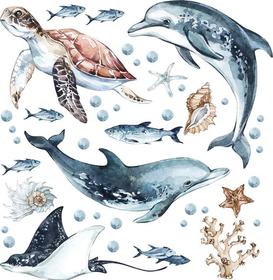 Naklejki na ścianę - delfiny, żółw i zwierzęta morskie MagicalRoom