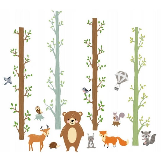 Naklejki Na Ścianę Dla Dzieci Las Drzewka Zwierzęta Leśne Inna marka