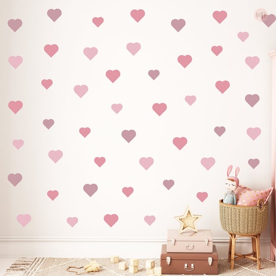 Naklejki na ścianę dla dzieci serca serduszka 120 - różowe Mini Dekor