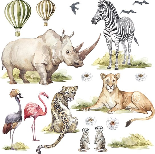 Naklejki na ścianę dla dzieci - zebra i dzikie zwierzęta MagicalRoom